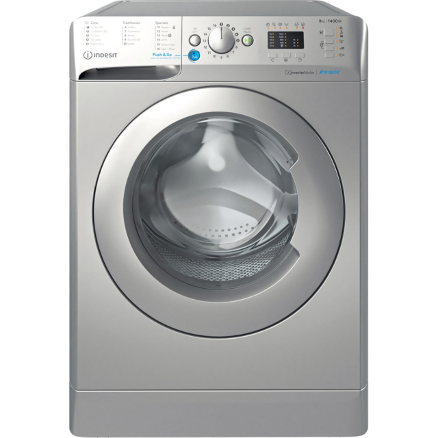 Indesit BWA81485XSUKN Washing Machine, 8kg Capacity, 1400 Spin, B Energy
