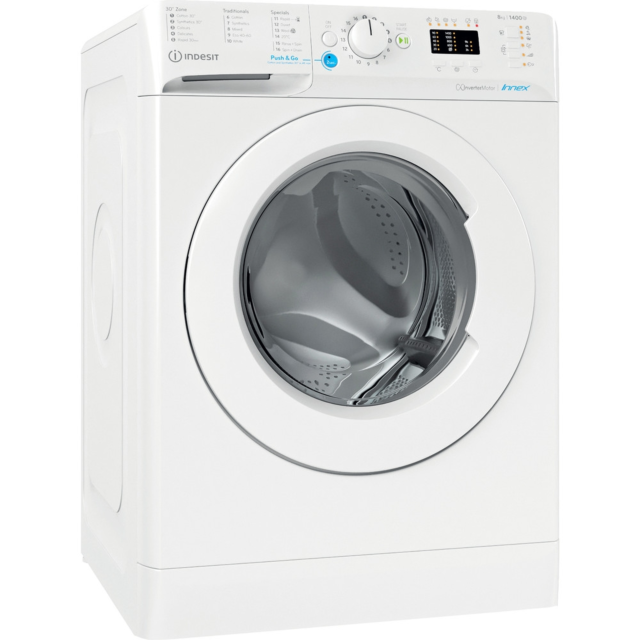 Indesit BWA81485XWUKN Washing Machine, 8kg Capacity, 1400 Spin, B Energy
