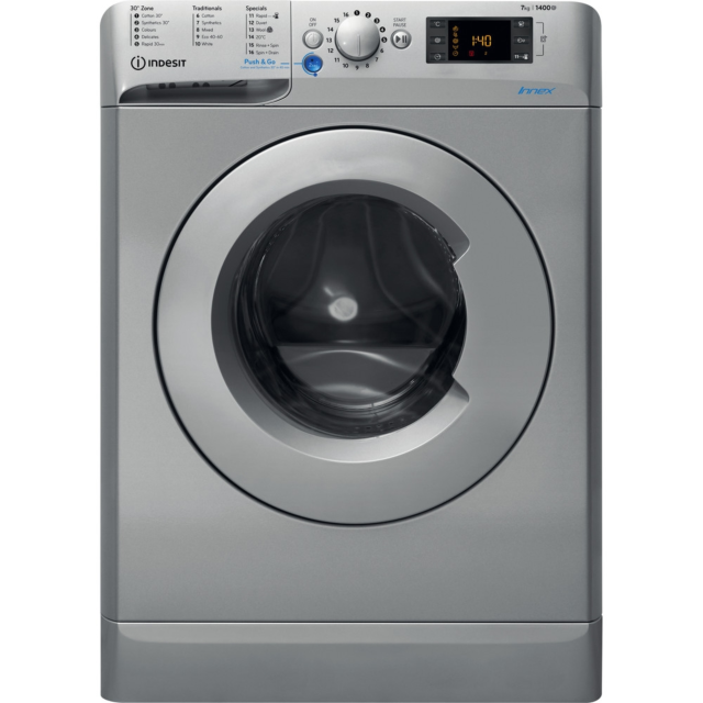 Indesit BWE71452SUKN Washing Machine, 7kg Capacity, 1400 Spin, E Energy
