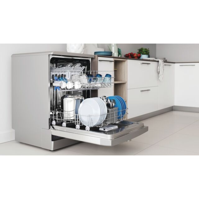 Indesit DFE1B19XUK Freestanding Full Size Dishwasher, 13 Place Settings, F Energy