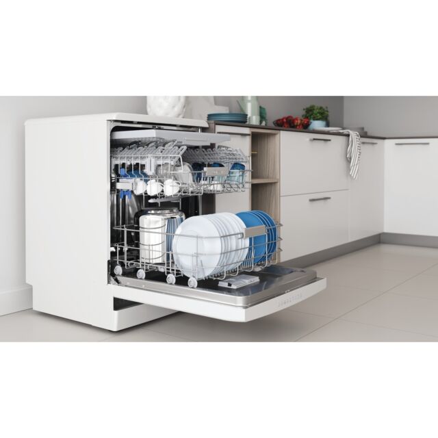 Indesit DFO3T133FUK Freestanding, Full Size Dishwasher, 14 Place Settings, D Energy