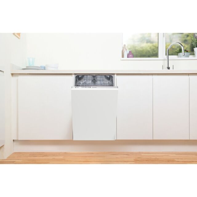 Indesit DSIE2B10UKN Built In Slimline Dishwasher, 10 Place Settings, F Energy