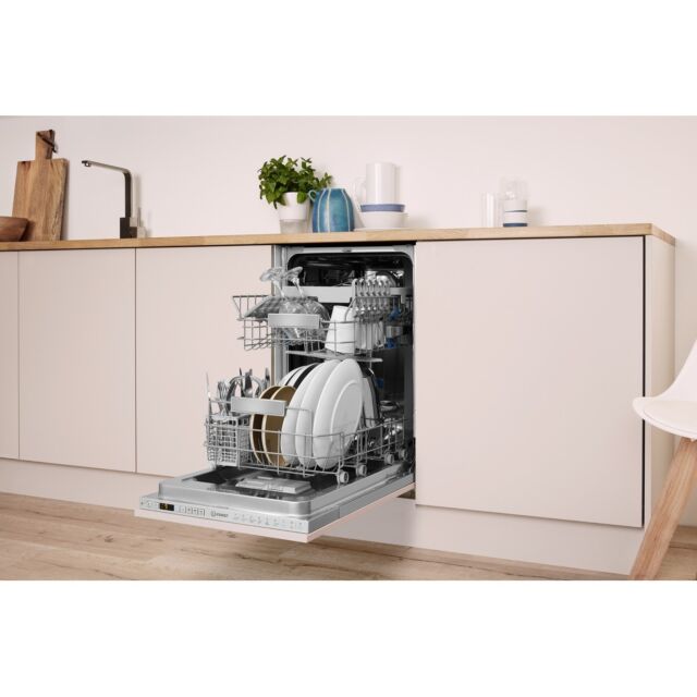 Indesit DSIO3T224EZUKN Built In Slimline Dishwasher, 10 Place Settings, E Energy