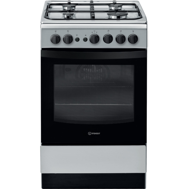 Indesit IS5G1PMSS Gas Single Cooker with Gas Hob, 50cm, A Energy