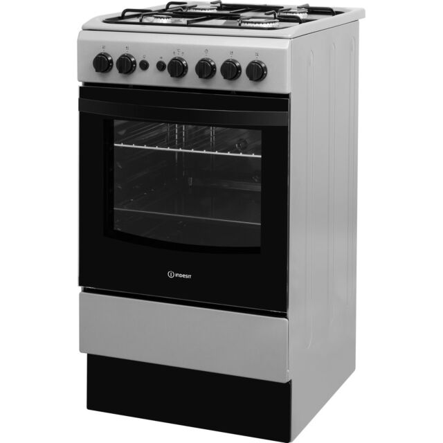 Indesit IS5G1PMSS Gas Single Cooker with Gas Hob, 50cm, A Energy