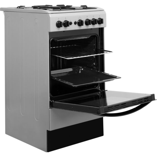 Indesit IS5G1PMSS Gas Single Cooker with Gas Hob, 50cm, A Energy