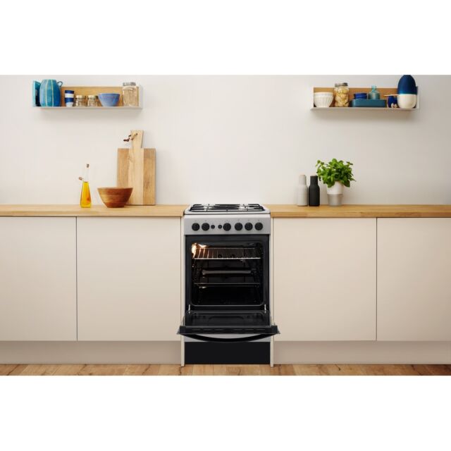 Indesit IS5G1PMSS Gas Single Cooker with Gas Hob, 50cm, A Energy