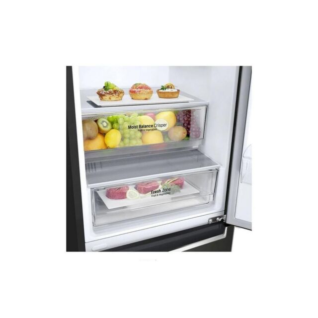 LG GBF61BLHEN 59.5cm Total No Frost Fridge Freezer - Black Steel