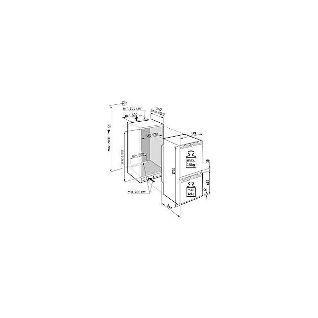 Liebherr IKGN51VE03 55.9cm 60/40 Integrated Frost Free Fridge Freezer