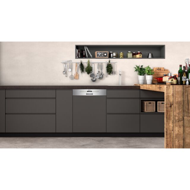 Neff S145ITS04G Semi Built In Full Size Dishwasher, 12 Place Settings, E Energy