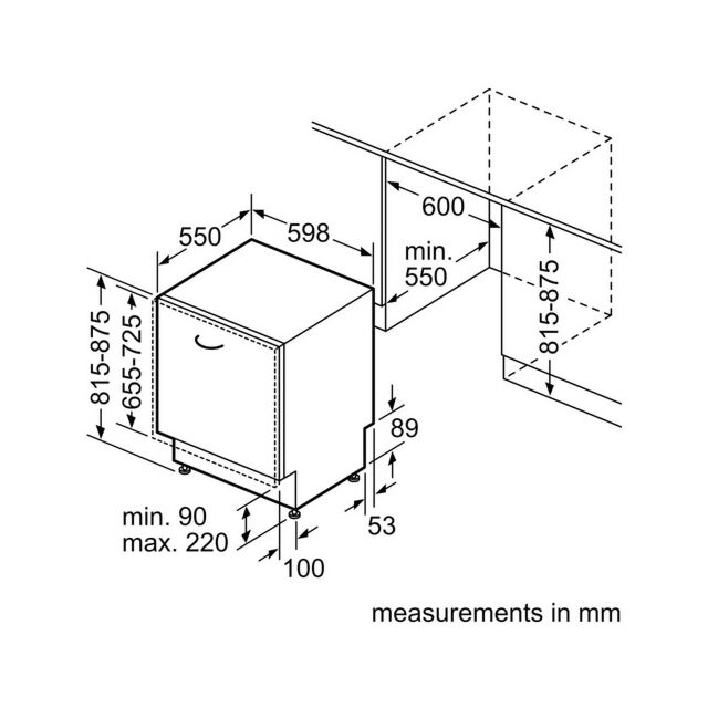 Neff S153HKX03G Integrated Dishwasher - 13 Place Settings
