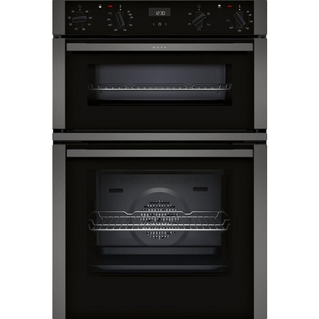 Neff U1ACE2HG0B 59.4cm Built In Electric Double Oven - Black with Graphite Trim