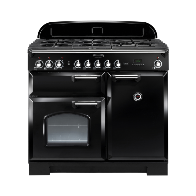 Rangemaster Classic Deluxe 100cm Dual Fuel Black Range Cooker