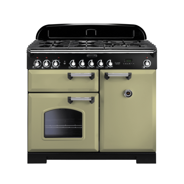Rangemaster Classic Deluxe 100cm Dual Fuel Olive Green Range Cooker