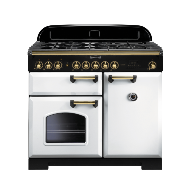 Rangemaster Classic Deluxe 100cm Dual Fuel White Range Cooker