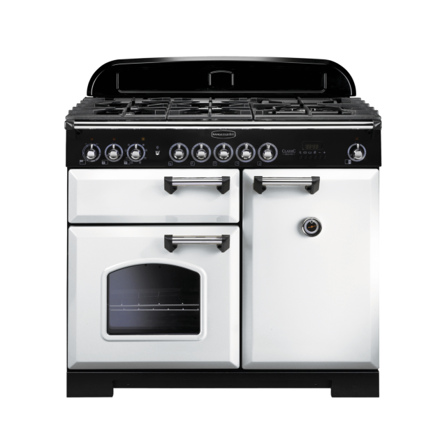Rangemaster Classic Deluxe 100cm Dual Fuel White Range Cooker