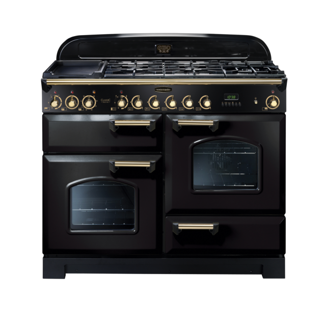 Rangemaster Classic Deluxe 110cm Dual Fuel Black Range Cooker