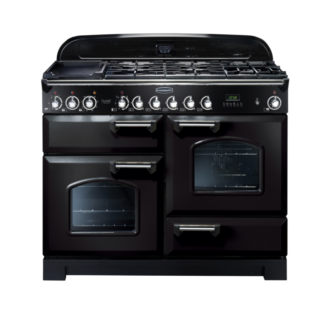 Rangemaster Classic Deluxe 110cm Dual Fuel Black Range Cooker