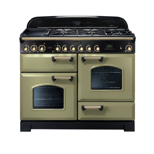 Rangemaster Classic Deluxe 110cm Dual Fuel Olive Green Range Cooker