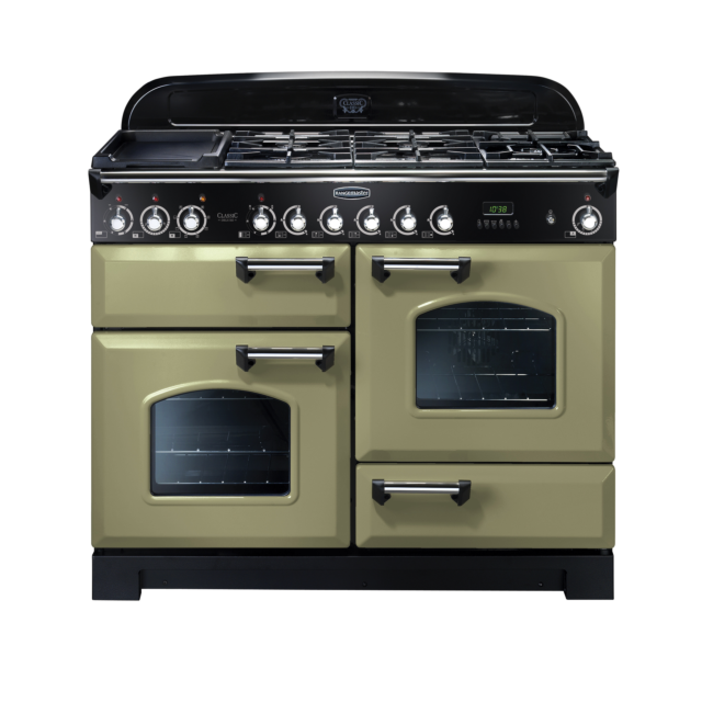 Rangemaster Classic Deluxe 110cm Dual Fuel Olive Green Range Cooker
