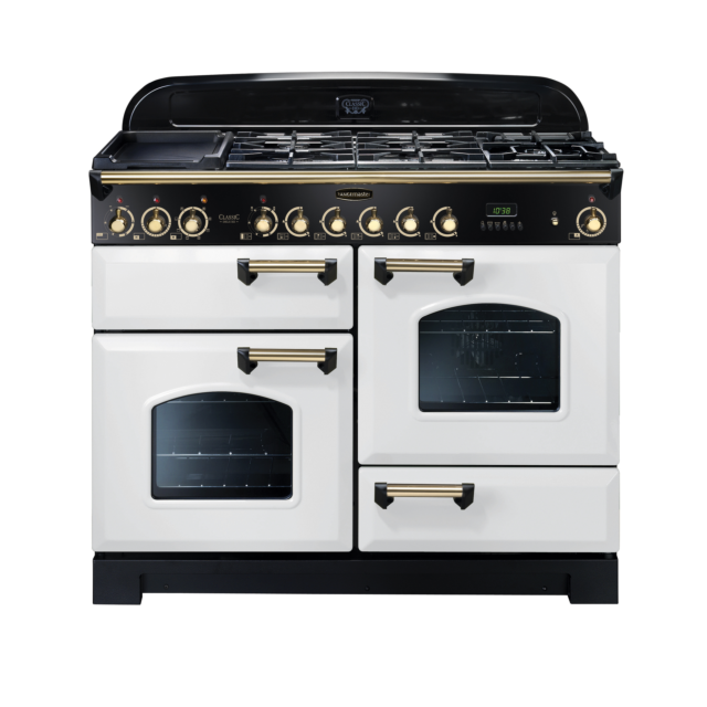 Rangemaster Classic Deluxe 110cm Dual Fuel White Range Cooker