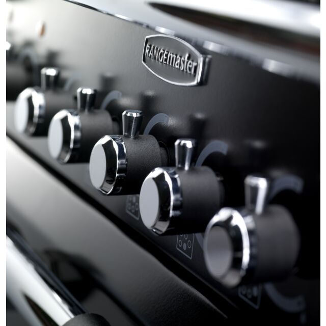 Rangemaster Classic Deluxe 90cm Dual Fuel Black Range Cooker