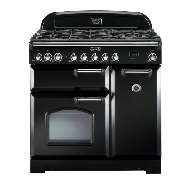 Rangemaster Classic Deluxe 90cm Dual Fuel Black Range Cooker