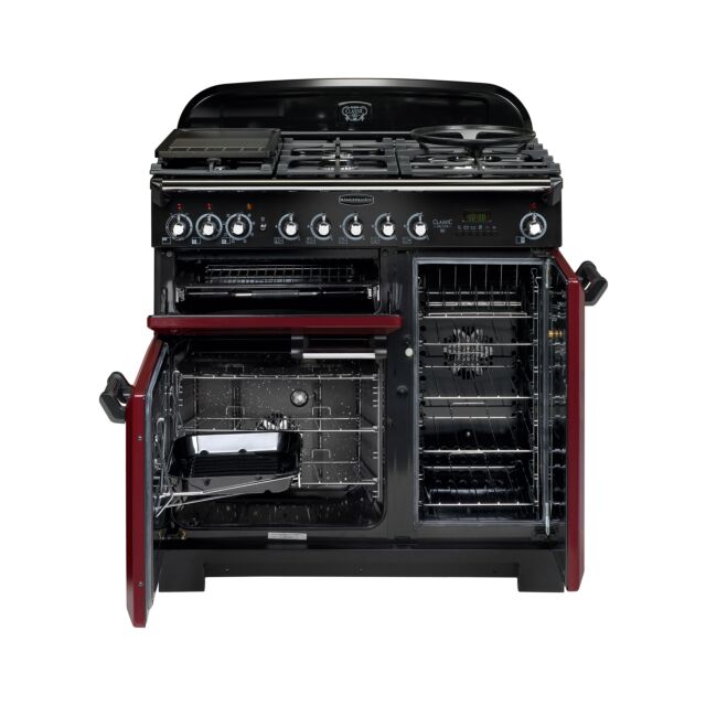 Rangemaster Classic Deluxe 90cm Dual Fuel Cranberry Range Cooker