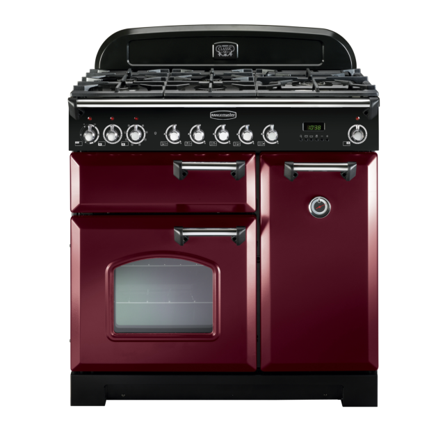 Rangemaster Classic Deluxe 90cm Dual Fuel Cranberry Range Cooker