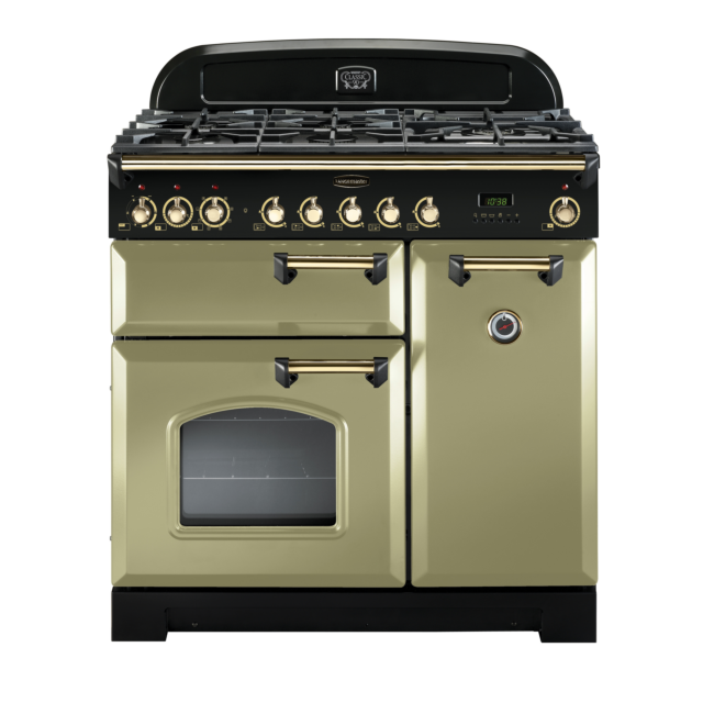 Rangemaster Classic Deluxe 90cm Dual Fuel Olive Green Range Cooker