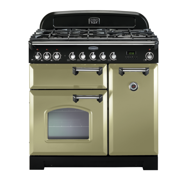 Rangemaster Classic Deluxe 90cm Dual Fuel Olive Green Range Cooker