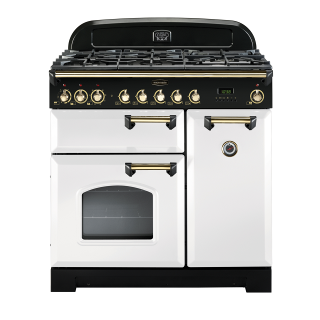 Rangemaster Classic Deluxe 90cm Dual Fuel White Range Cooker