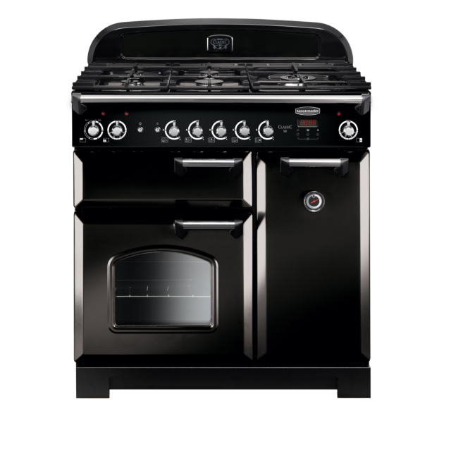 Rangemaster Classic 90cm Dual Fuel Black Range Cooker