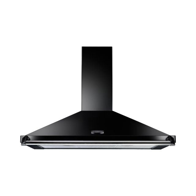 Rangemaster CLAHDC100BC Classic Chimney Hood, 100cm, Black with Chrome Rail