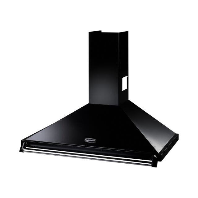 Rangemaster CLAHDC100BC Classic Chimney Hood, 100cm, Black with Chrome Rail