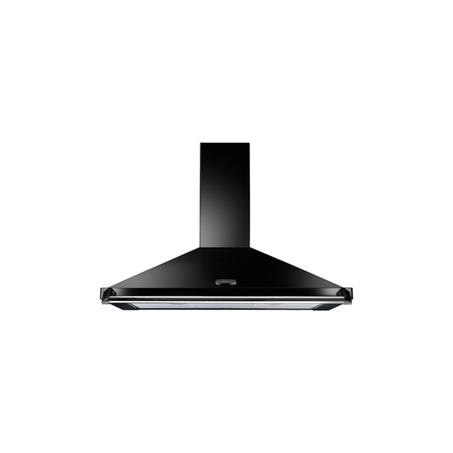 Rangemaster CLAHDC90BC Classic Chimney Hood, 90cm, Black with Chrome Rail