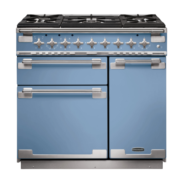 Rangemaster Elise 90cm Dual Fuel China Blue Range Cooker