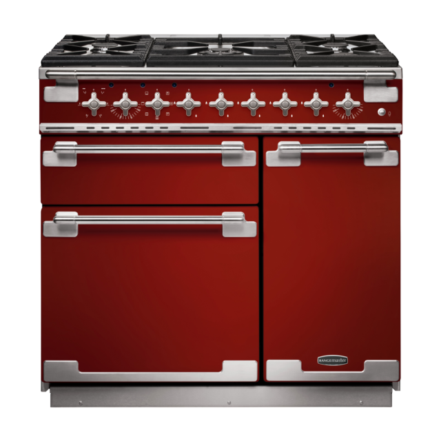 Rangemaster Elise 90cm Dual Fuel Cherry Red Range Cooker