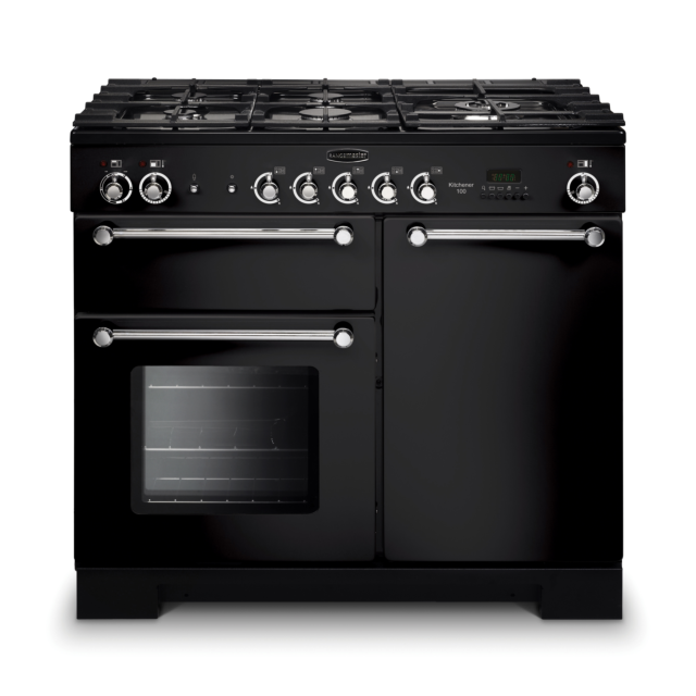 Rangemaster Kitchener 100cm Dual Fuel Black Range Cooker