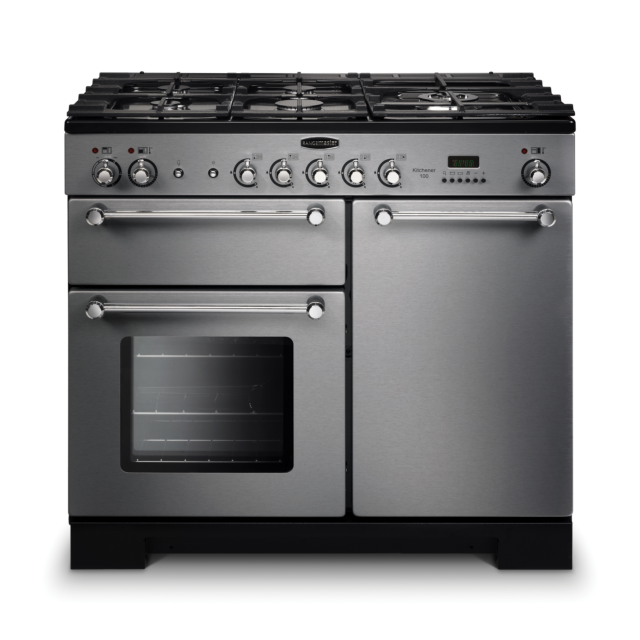Rangemaster Kitchener 100cm Dual Fuel Stainless Steel Range Cooker