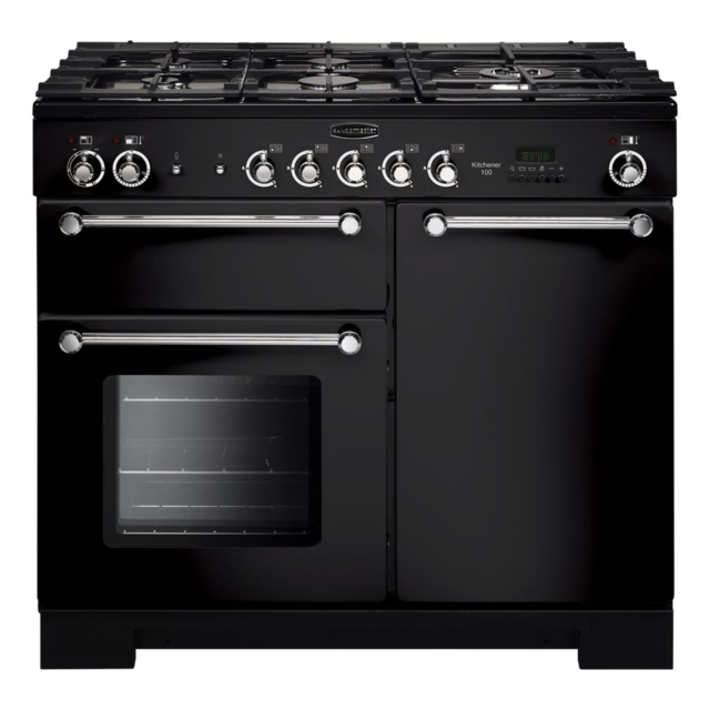 Rangemaster Kitchener 100cm All Gas Black Range Cooker