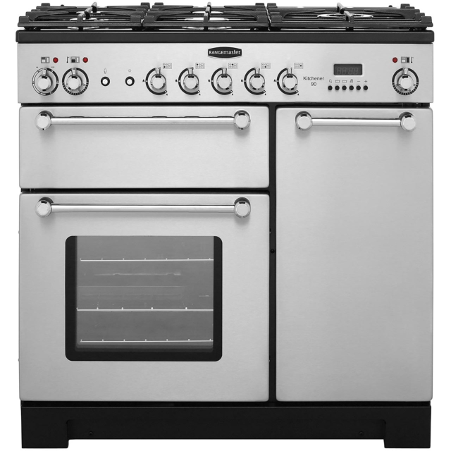 Rangemaster Kitchener 90cm Dual Fuel Stainless Steel Range Cooker