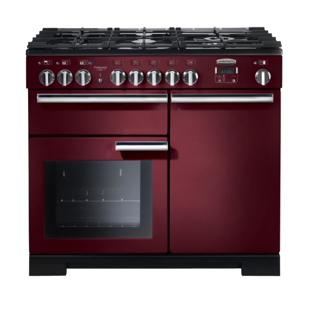 Rangemaster Professional Deluxe 100cm Dual Fuel Cranberry Range Cooker