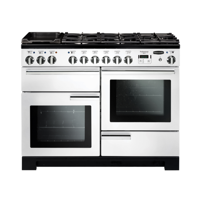 Rangemaster Professional Deluxe 110cm Dual Fuel White Range Cooker