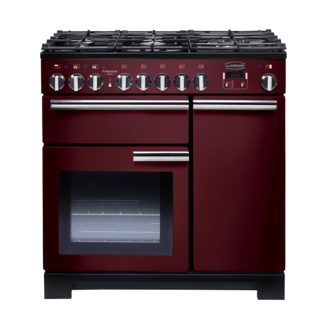 Rangemaster Professional Deluxe 90cm Dual Fuel Cranberry Range Cooker
