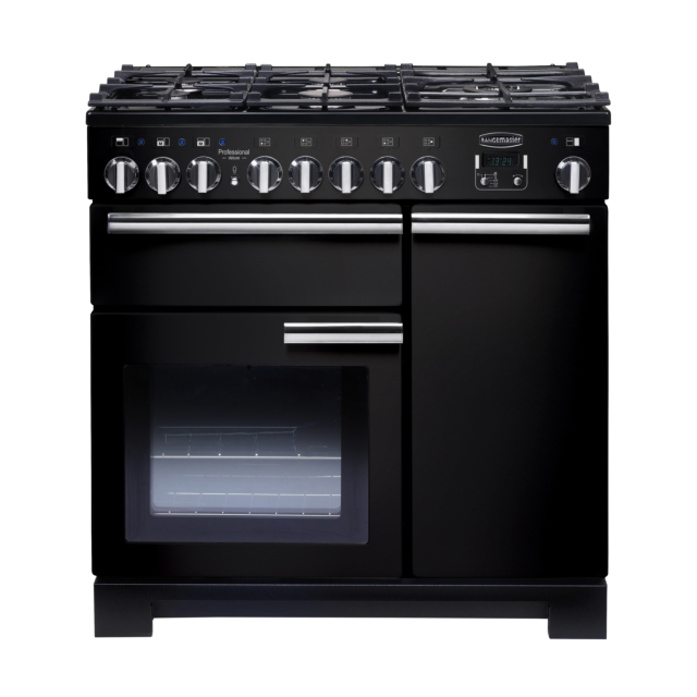 Rangemaster Professional Deluxe 90cm Dual Fuel Black Range Cooker