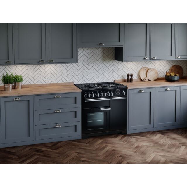 Rangemaster Professional Deluxe 90cm Dual Fuel Black Range Cooker