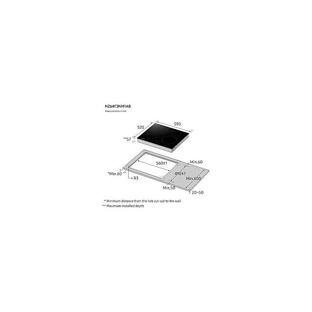 Samsung NZ64F3NM1AB/UR 59cm Induction Hob - Black
