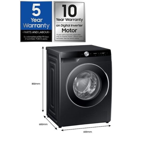 Samsung WW90DG6U85LBU1 Black 9kg 1400 Spin Washing Machine - Black