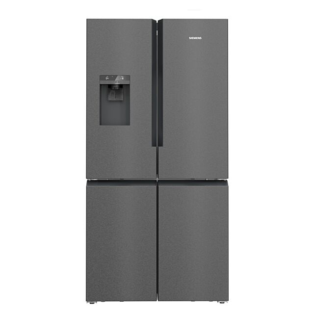Siemens KF96DPXEA Black Iq700 Kf96dpxea Freestanding Plumbed-In American Fridge Freezer - Black Stee